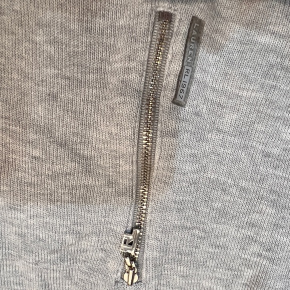 Ralph Lauren Women’s Hoodie Sweater Light Gray Full Zip Drawstring Zip Pockets - Picture 2 of 6